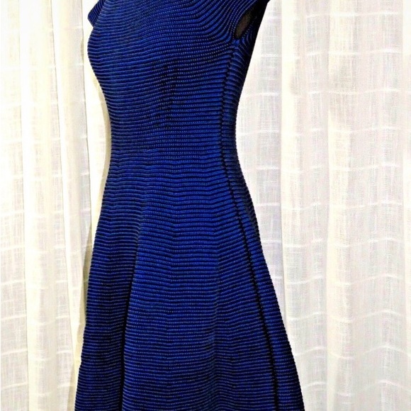 Escada Navy Textured Knit Fit-and-Flare Midi Dress - Picture 3 of 6